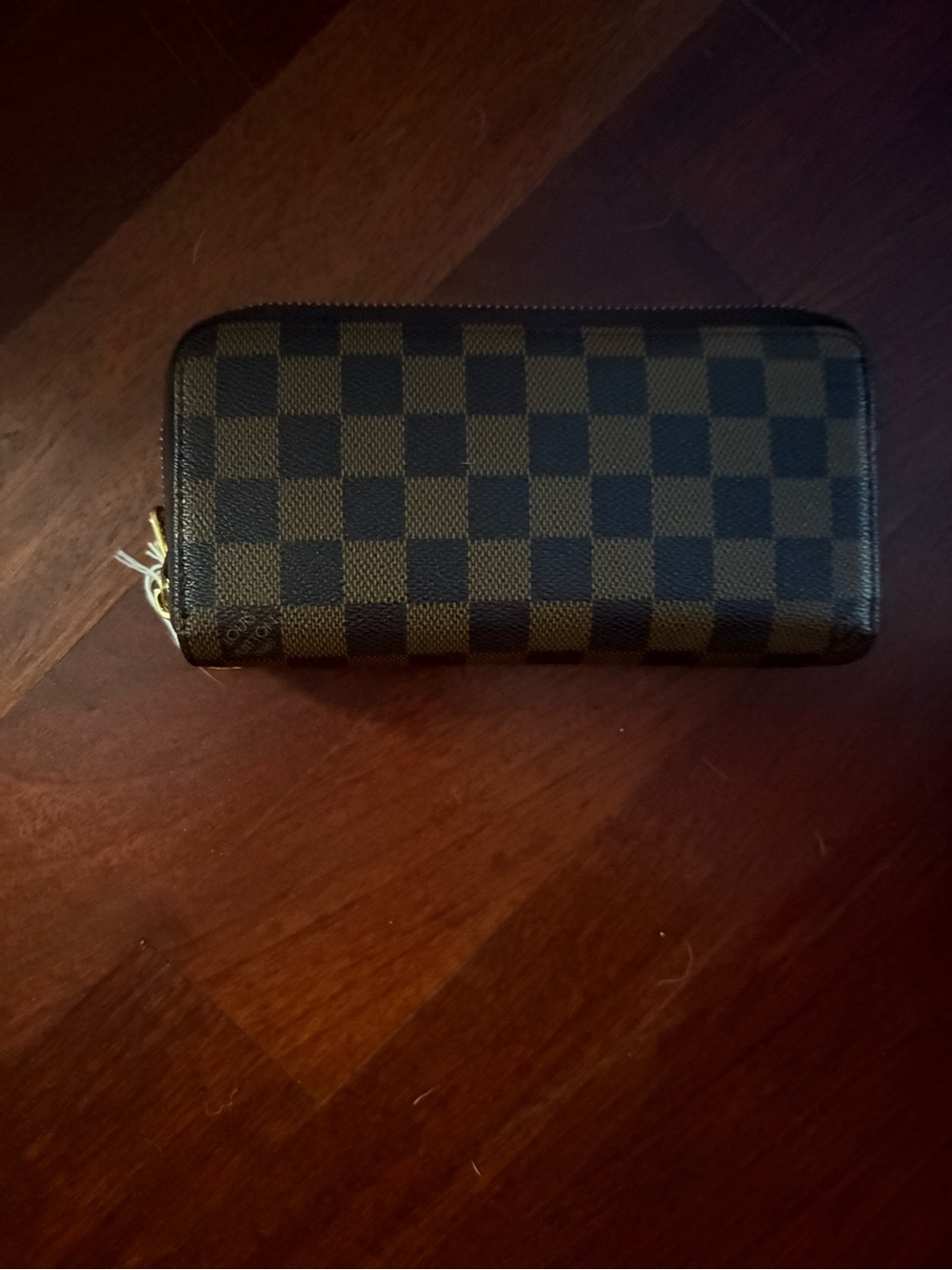 Luxury Brown Checkered Zip Wallet